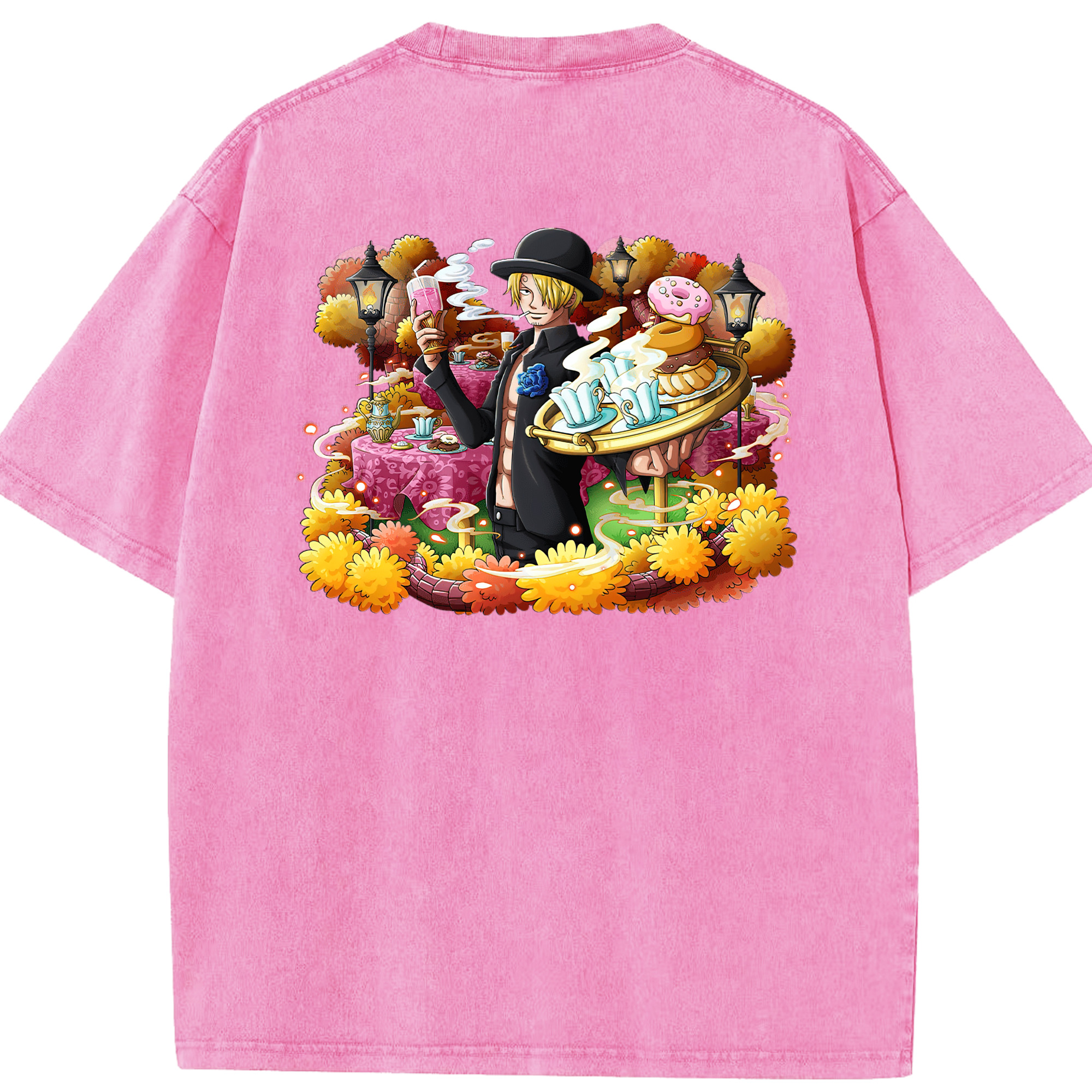 ワンピース サンジ ONE PIECE Sanji 綿100% ヴィンテージ風 半袖Tシャツ（背面プリント）